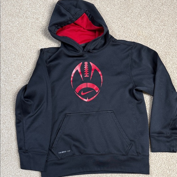 Nike Other - Nike Black Therma-FIT Hoodie with Red Football Graphic
